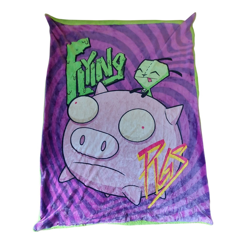 RARE Invader Zim Blanket GIR Flying Pigs 45 x 60 InchesThrow Bedding Nickelodeon